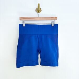 SET Sculptflex Pull On Lightweight High Rise Activewear Shorts Blue XL